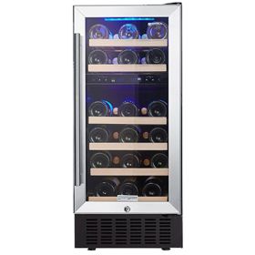 SOTOLA 15 Dual Zone Inch Wine Cooler Refrigerators 28 Bottle Fast Cooling Low Noise Wine Fridge with Professional Compressor Stainless Steel, Digital