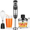 FUNAVO hand blender,800W 5-in-1 Immersion Hand Blender,12-Speed Multi-function Stick Blender with 500ml Chopping Bowl, Whisk, 600ml Mixing Beaker, Mil