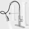 Kitchen Faucet - Spring Kitchen Sink Faucet with 3 Modes Pull Down Sprayer; Single Handle&Deck Plate for 1or3 Holes; 360¬∞ Rotation; Spot Resist Stain