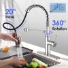 Kitchen Faucet - Spring Kitchen Sink Faucet with 3 Modes Pull Down Sprayer; Single Handle&Deck Plate for 1or3 Holes; 360¬∞ Rotation; Spot Resist Stain