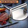 1pc, Handheld Burger Press, Stainless Steel Hamburger Press, Manual Meat Press, Steak Press, Grilling Meat Press, Dumpling Skin Pressing Tool, Round K