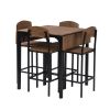 TOPMAX Farmhouse 5-piece Counter Height Drop Leaf Dining Table Set with Dining Chairs for 4,Black Frame+Brown Tabletop