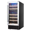 SOTOLA 15 Dual Zone Inch Wine Cooler Refrigerators 28 Bottle Fast Cooling Low Noise Wine Fridge with Professional Compressor Stainless Steel, Digital