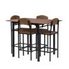 TOPMAX Farmhouse 5-piece Counter Height Drop Leaf Dining Table Set with Dining Chairs for 4,Black Frame+Brown Tabletop