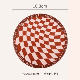 Retro Chessboard Coffee Cup Mat (Option: Round Red Brown Square)