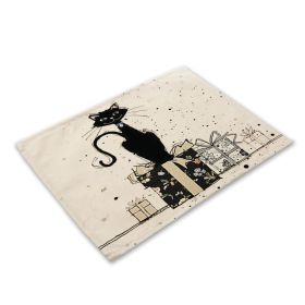 Animal Cat Heat Proof Mat Western-style Placemat Fabric Tableware (Option: MA0125 14)