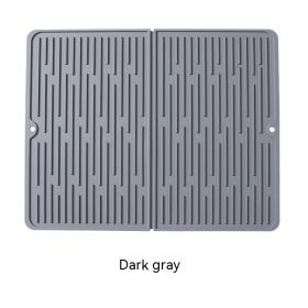 Foldable Thickened Heat Insulation Non-slip Silicone Draining Pad (Option: Dark Gray-50x 40 Double Folding)