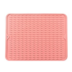 TPR Placemat Home Potholder Dining Table Cushion Water Draining Pad (Color: Pink)