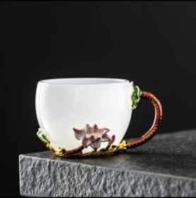 Enamel White Jade Jade Porcelain Colored Glaze Tea Cup (Option: 140ML-Lotus)