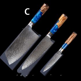 Damascus Restaurant Commercial Professional Kitchen Knife Set (Option: 3pcs C)