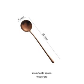 Japanese 304 Stainless Steel Rose Gold Knife, Fork And Spoon Chopsticks (Option: Main Spoon)