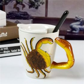 Cute Cartoon Animal Ceramic Cup Set (Option: Crab Capping Plus Spoon-301to400ml)