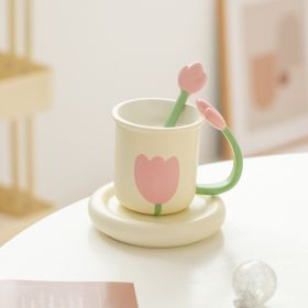 Cute Girl Good-looking Couple Water Cup (Option: Pink Tulip Set-301or400ml)