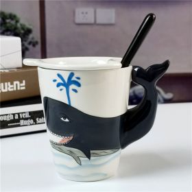 Cute Cartoon Animal Ceramic Cup Set (Option: Whale Capping Plus Spoon-301to400ml)