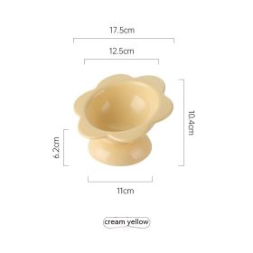 Ceramic Anti-tumble High Leg Cat Bowl (Color: Yellow)