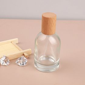 Glass Large Capacity Perfume Sub-bottles (Option: Beech Wooden Lid-50ML)