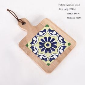 Vintage Solid Wood Tile Handle Potholder (Option: Log Color 005)