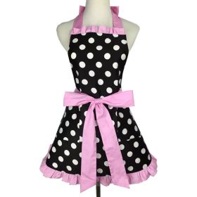 1pc Cute Apron, Retro Polka Dot Aprons, Ruffle Side Vintage Cooking Aprons With Pockets, Adjustable Kitchen Aprons For Women Girls, Waitress Chef, For (Color: Big Round Dot Pink Lace)