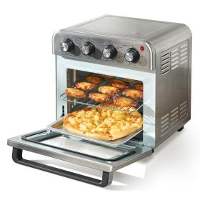 VEVOR Air Fryer Toaster Oven, Convection Oven, 1700W Stainless Steel Toaster Ovens Countertop Combo with Grill, Pizza Pan, Gloves, Slices Toast, Pizza (Capacity: 18 L)