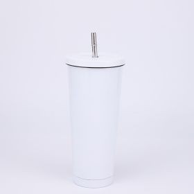 Stainless Steel Large-capacity Straw Insulation Cup (Option: White-750ML)