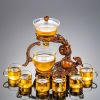 1 Set Lazy Tea Set; Magnetic Water Diversion Rotating Cover Bowl; Tea Maker; Automatic Glass Teapot; Tea Canister; Tea Cups; Tea Pet; Tea Tray; Chines